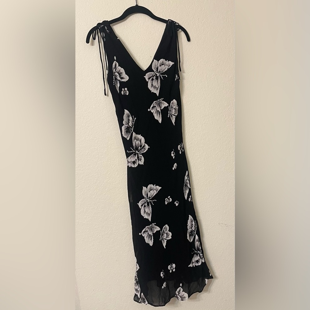 Y2k Dress Barn Butterfly Black Beaded Dress
